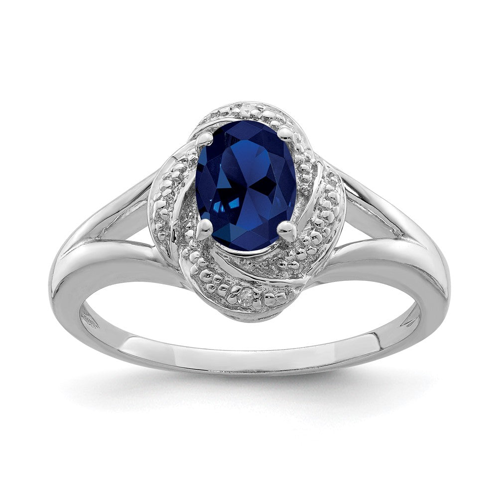 Polished;Sterling silver;Diamond;Rhodium-plated;Created pink sapphire