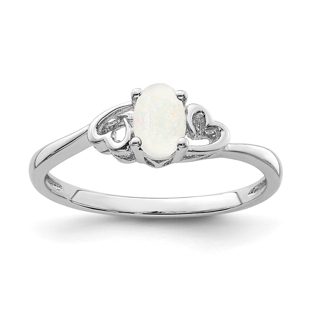 Polished;Open back;Sterling silver;Rhodium-plated;Heart;Imitation opal