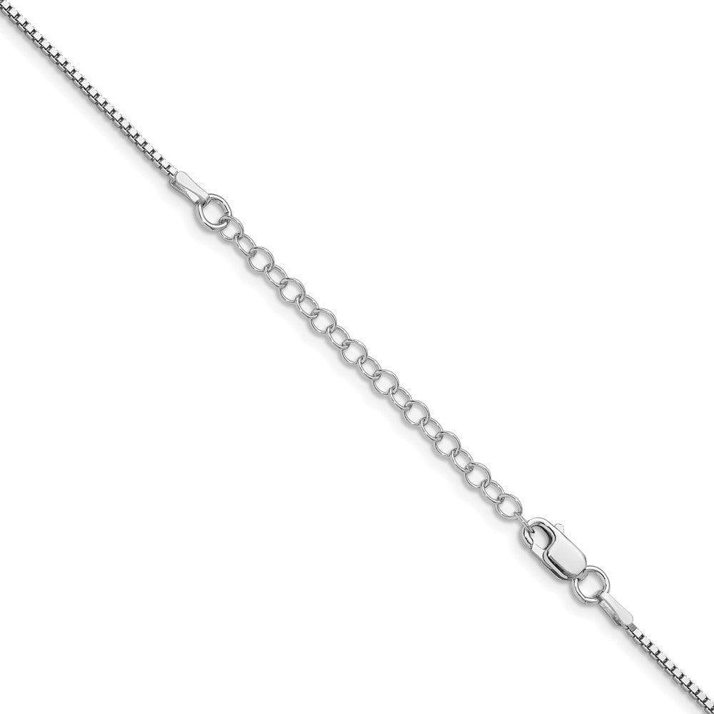 Sterling Silver Rhodium-plated 1.25mm Box Chain w/2in ext.