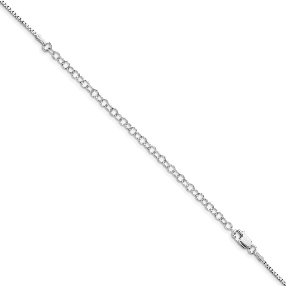 Sterling Silver Rhodium-plated 1.25mm Box Chain w/4in ext.