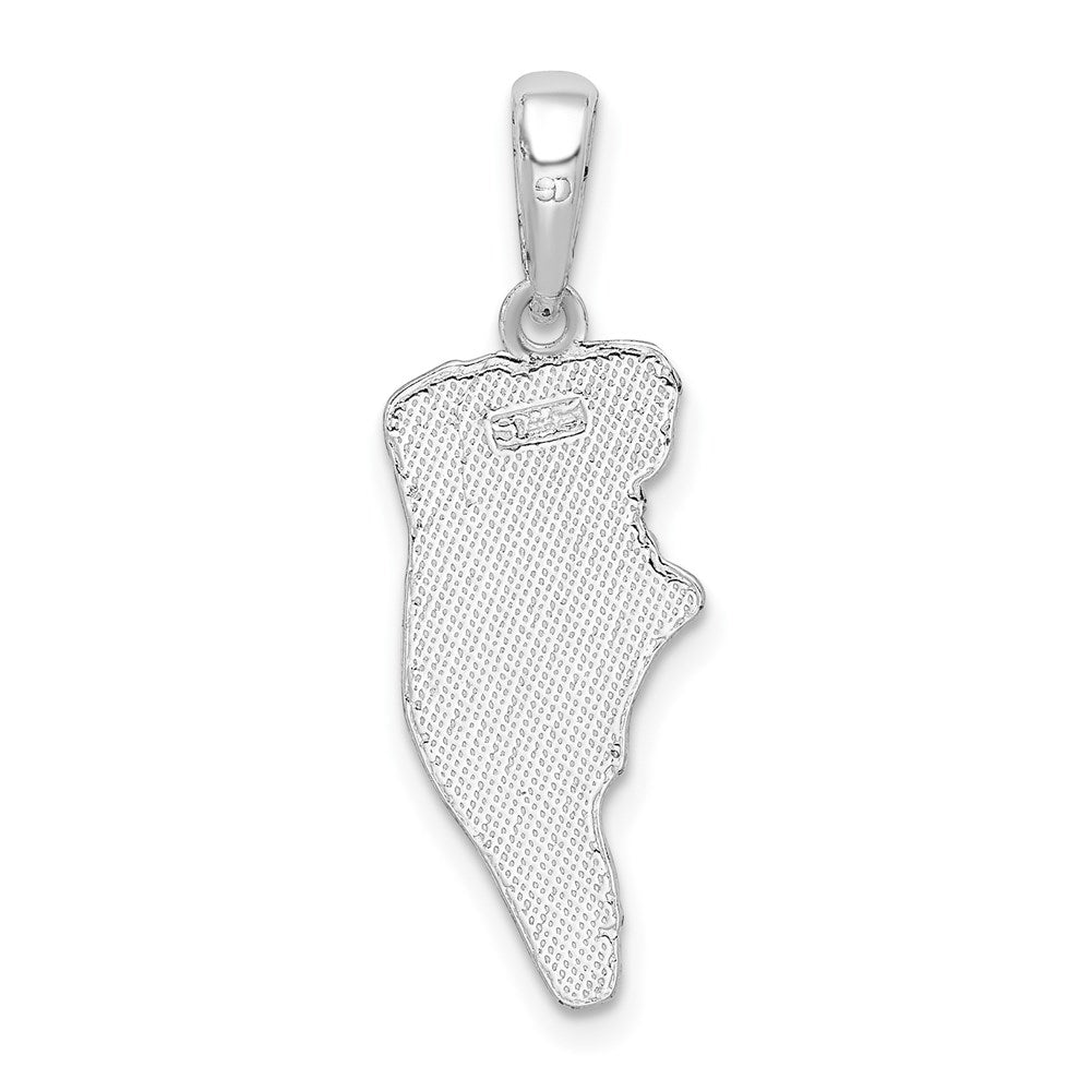 De-Ani Sterling Silver Rhodium-Plated Polished and Textured Hilton Head Map Pendant