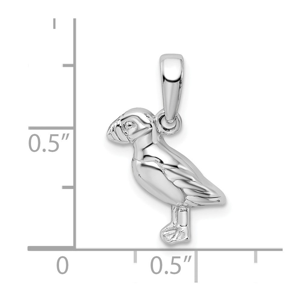 De-Ani Sterling Silver Rhodium-Plated Polished Puffin Bird Pendant