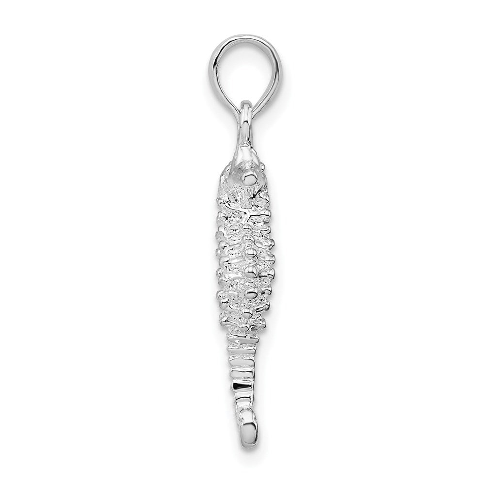De-Ani Sterling Silver Rhodium-Plated Polished and Textured 3D Seahorse Pendant