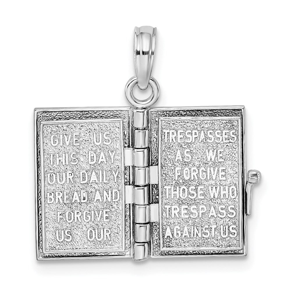 De-Ani Sterling Silver Rhodium-Plated 3D Moveable Lords Prayer Bible Pendant