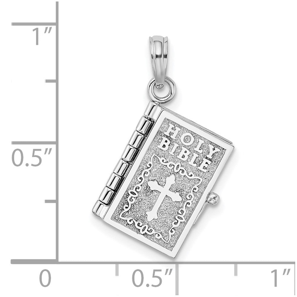 De-Ani Sterling Silver Rhodium-Plated 3D Moveable Lords Prayer Bible Pendant