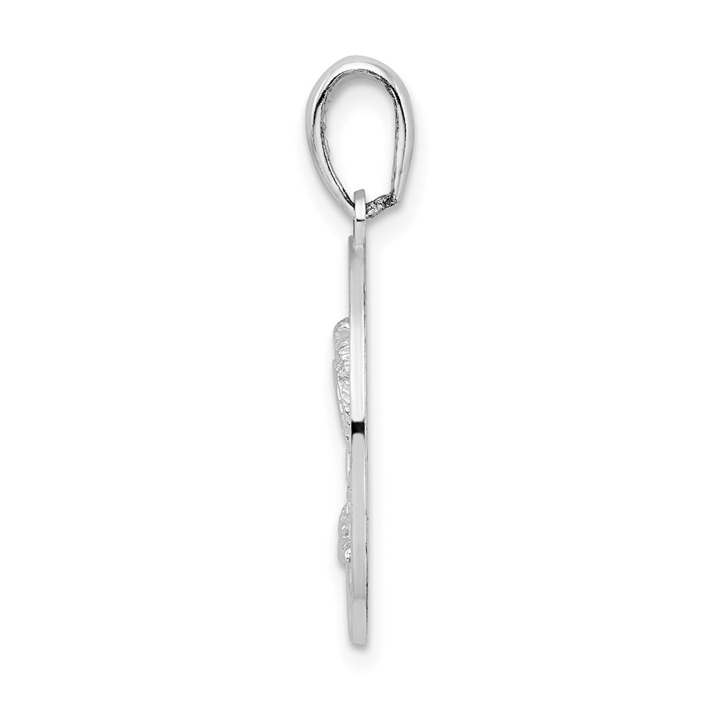 De-Ani Sterling Silver Rhodium-Plated St. Augustine with Palm Tree Circle Pendant