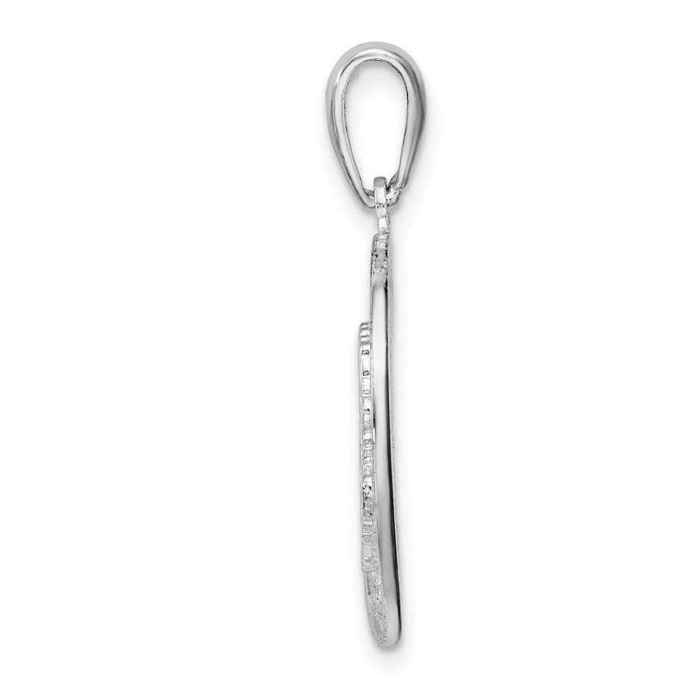 De-Ani Sterling Silver Rhodium-Plated Polished Barbados with Map Circle Pendant