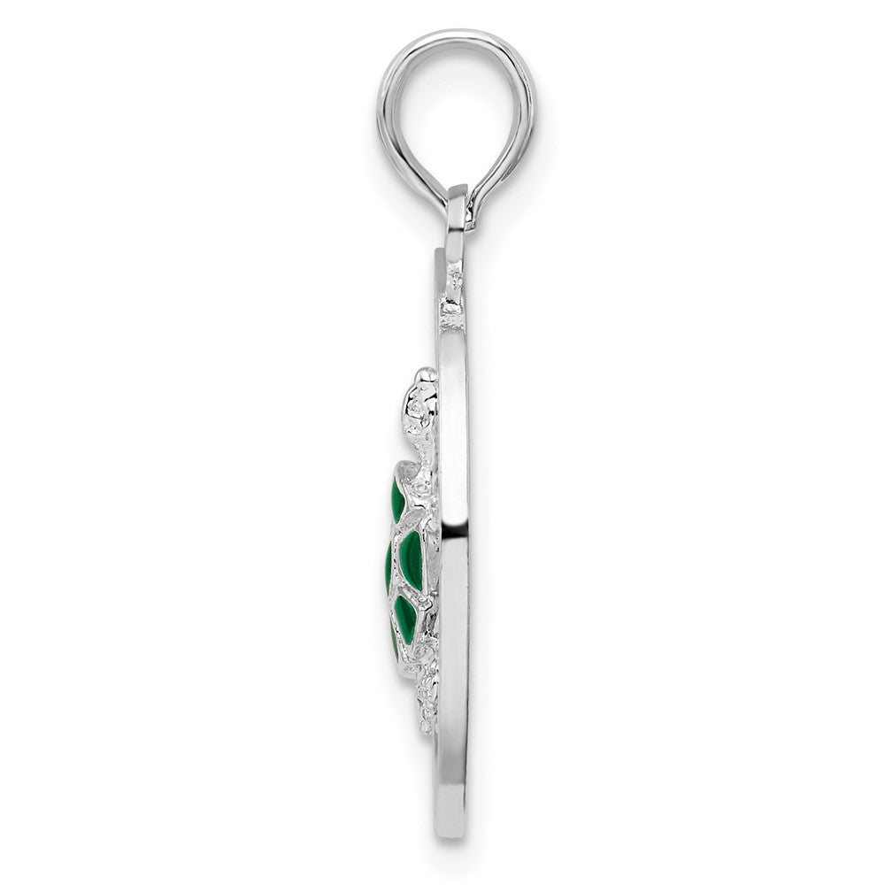 De-Ani Sterling Silver Rhodium-Plated Enameled Turks and Caicos with Turtle Pendant