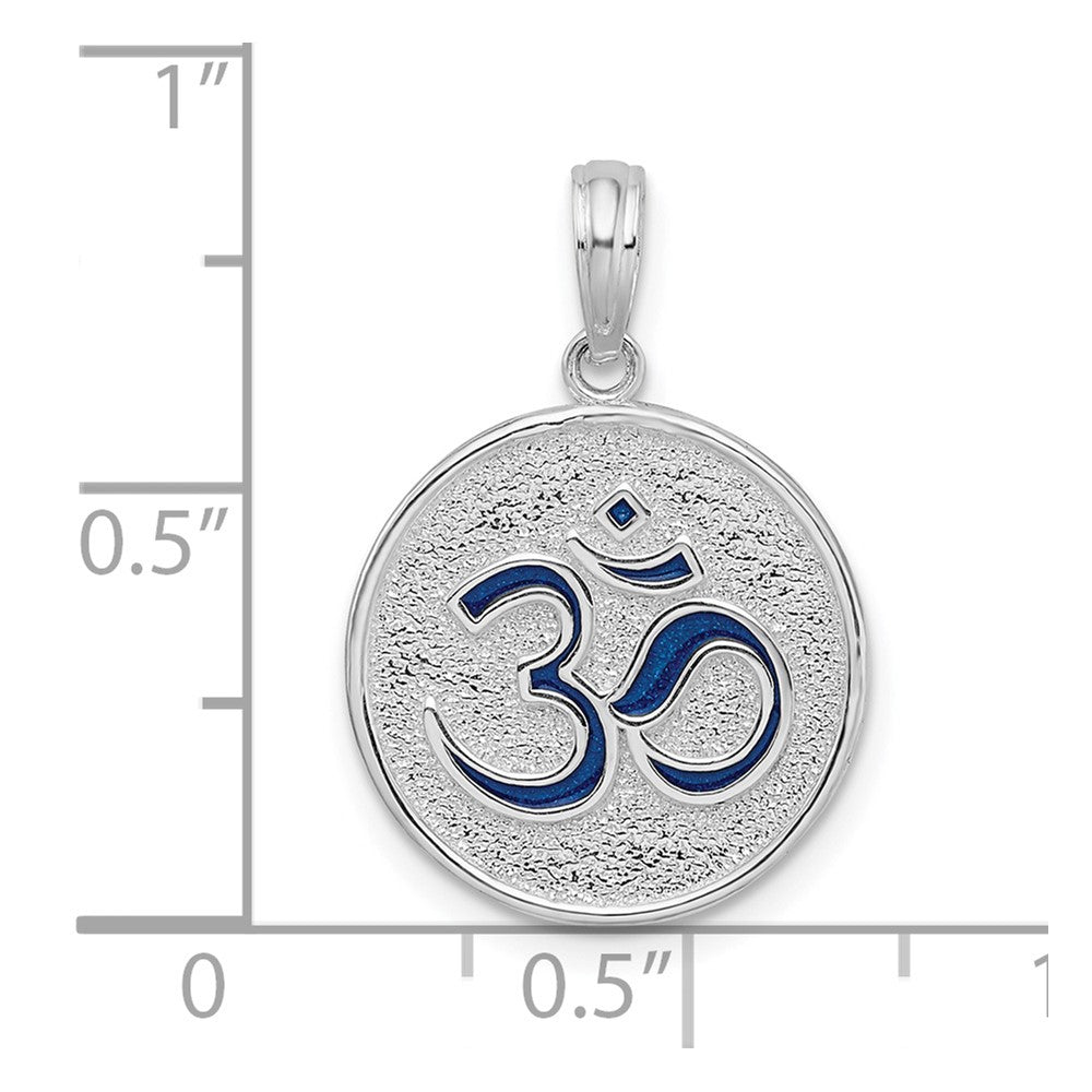 De-Ani Sterling Silver Rhodium-Plated Reversible Enameled Ohm Lotus Pendant