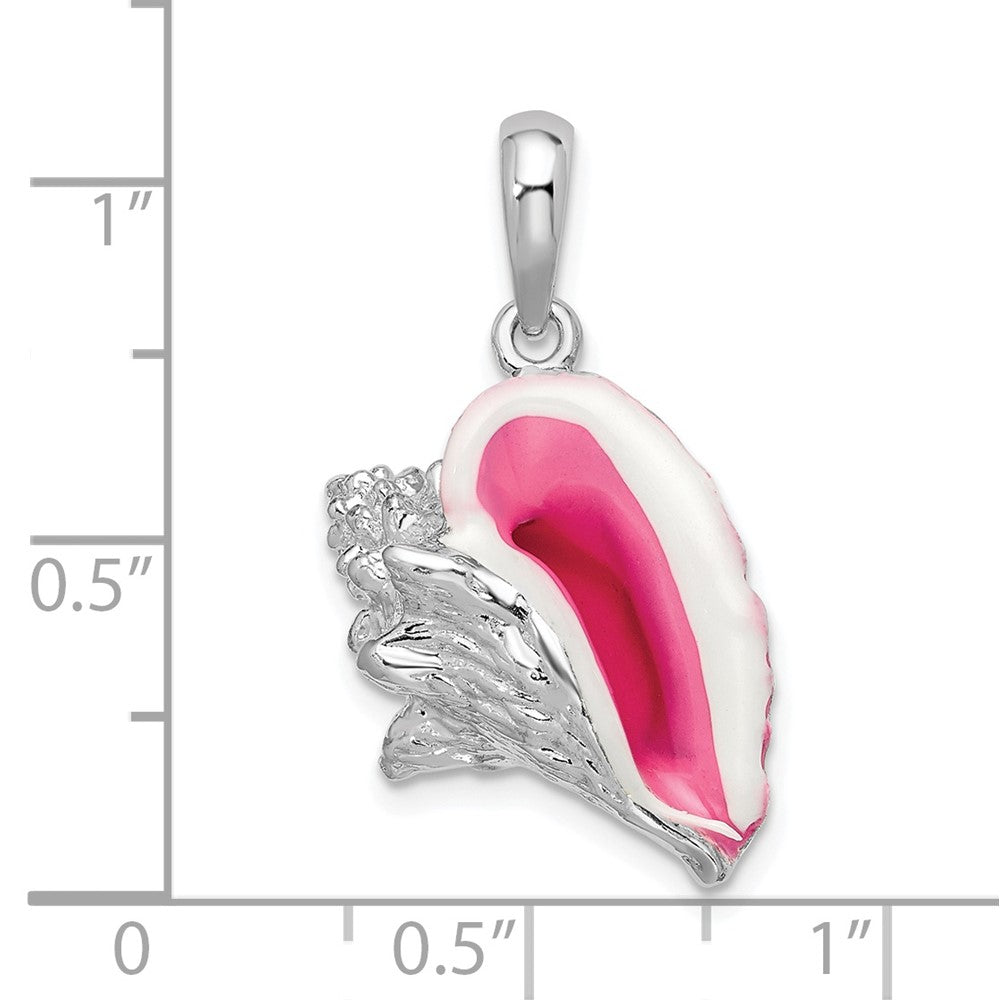 De-Ani Sterling Silver Rhodium-Plated Enameled Large Conch Shell Pendant