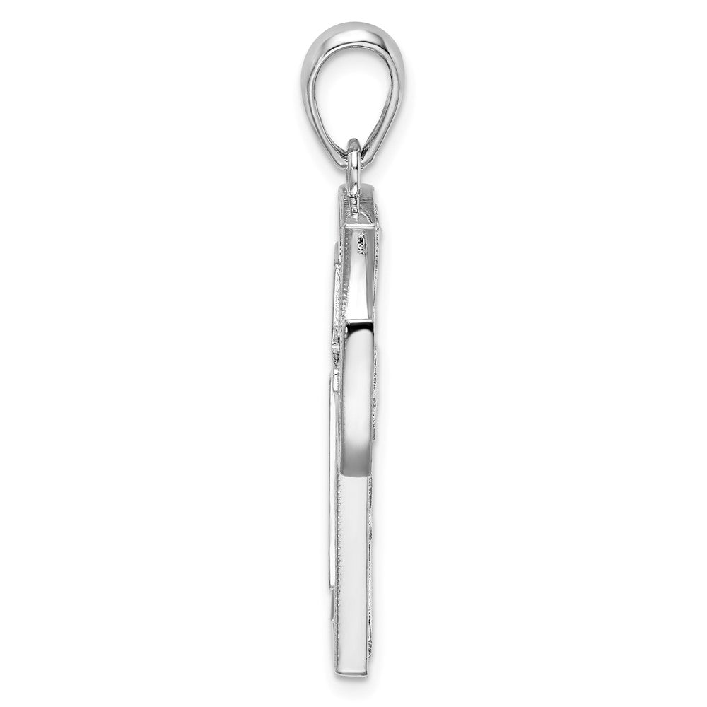 De-Ani Sterling Silver Rhodium-Plated Polished Fancy Cross with 14k Accent Pendant