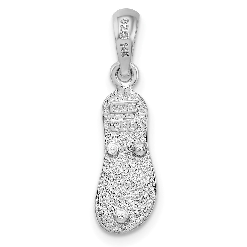 De-Ani Sterling Silver Rhodium-Plated Textured 3D Flip-flop with 14 Straps Pendant