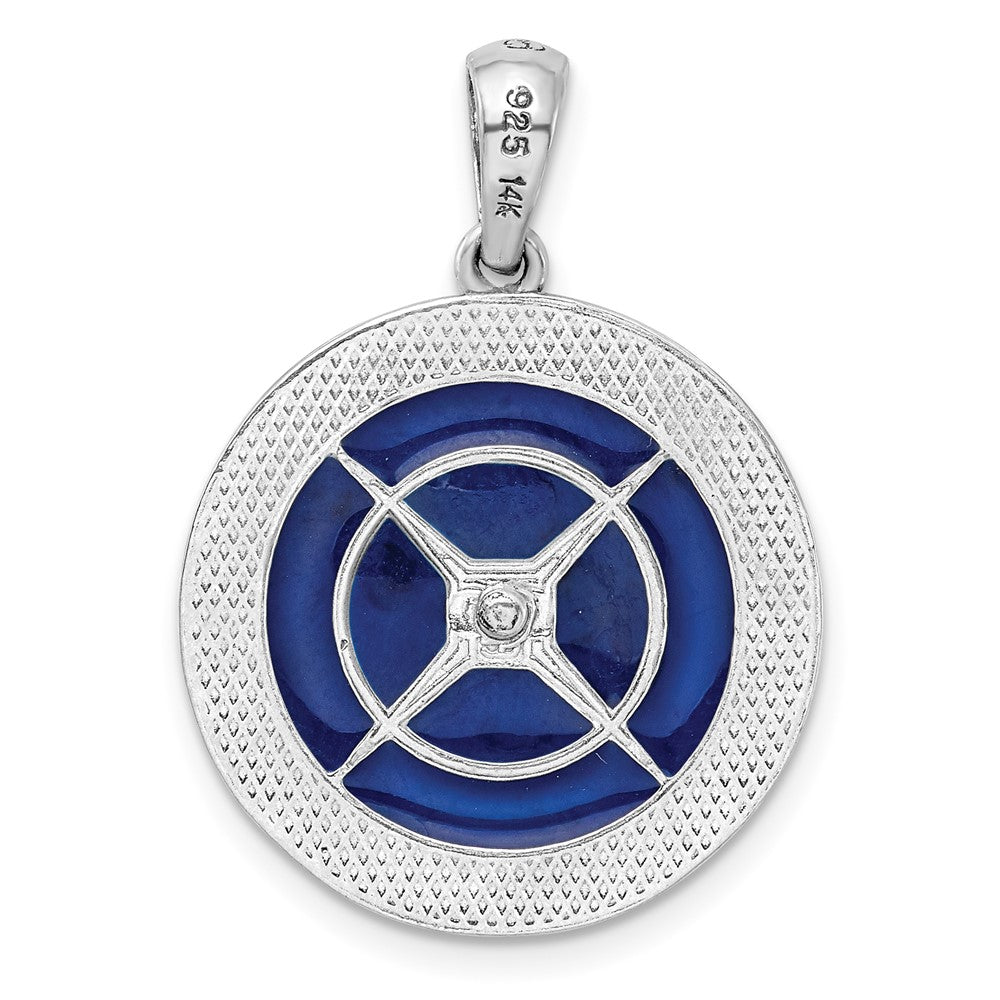 De-Ani Sterling Silver Rhodium-Plated Enameled Compass with 14k Moving Needle Pendant