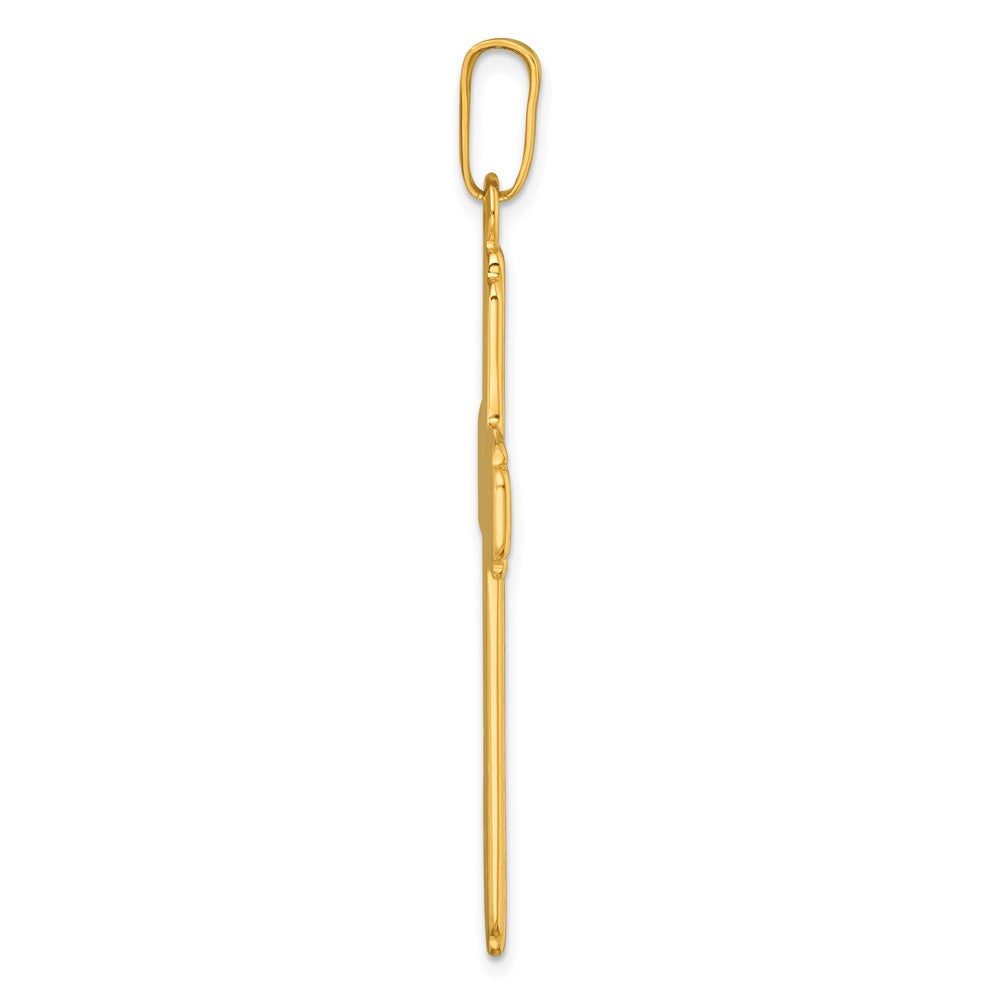 Sterling Silver Gold-tone Polished and Grooved Cross Pendant