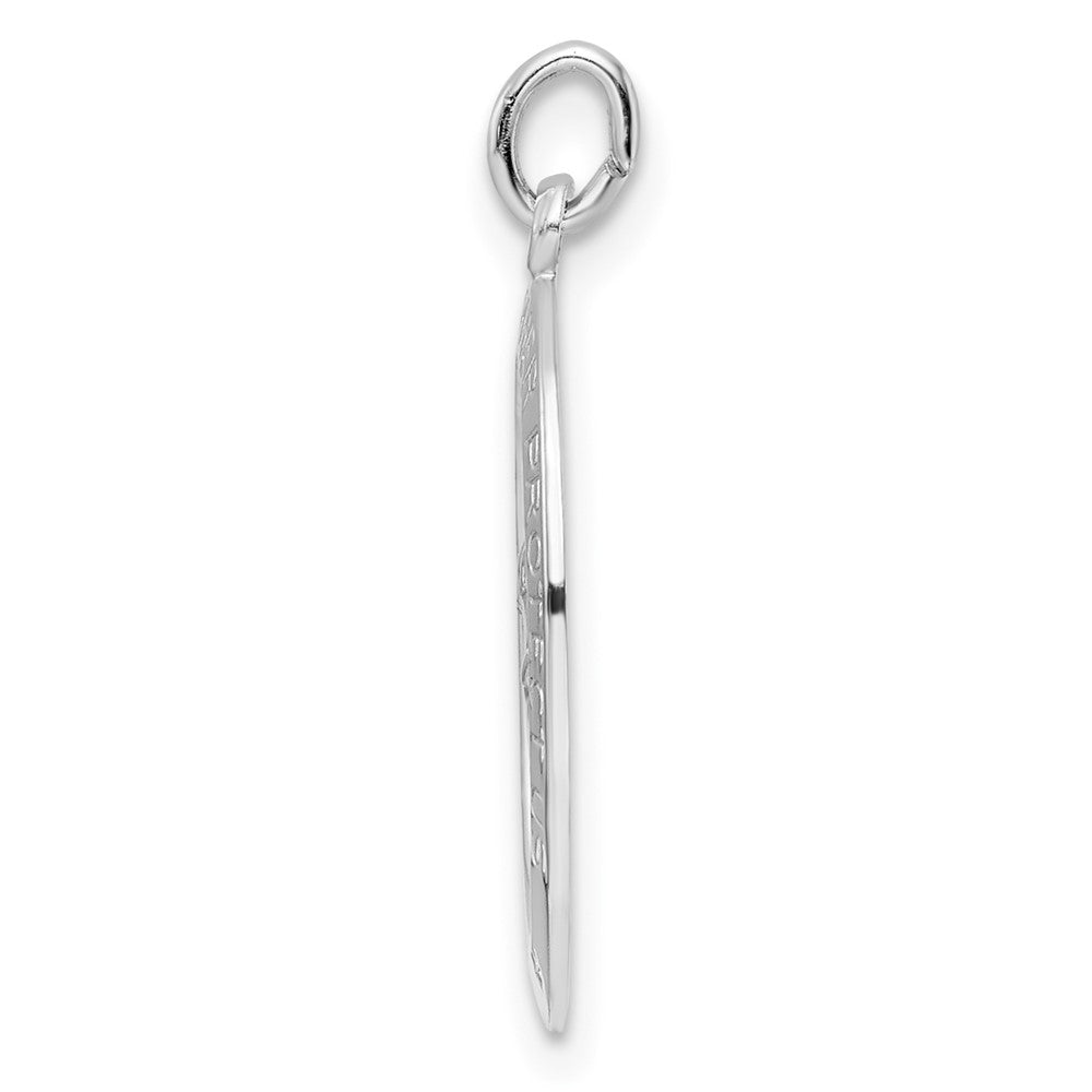 Sterling Silver Rhodium-plated Polished Solid Saint Christopher Pendant