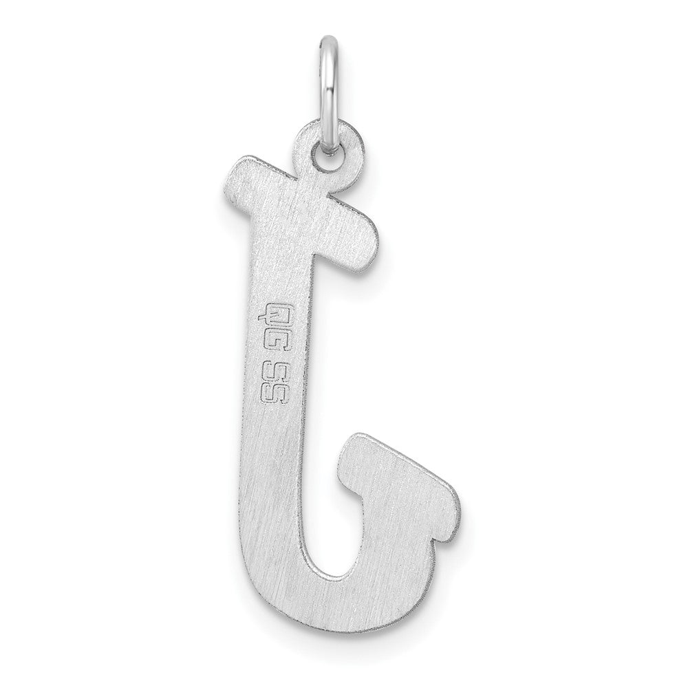 Large Sterling Silver Rhodium-plated Script Letter J Initial Charm