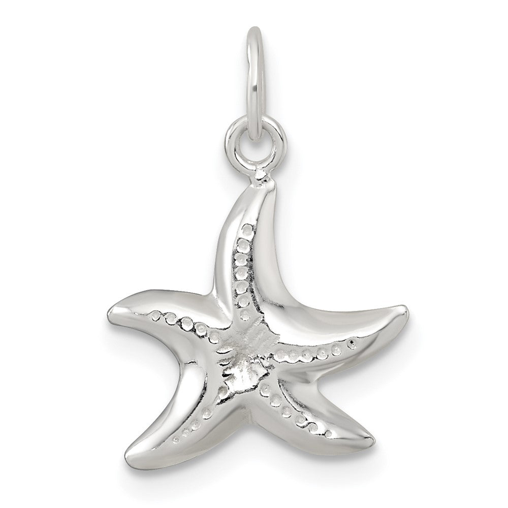Sterling Silver Polished and Diamond-cut 3-D Starfish Charm