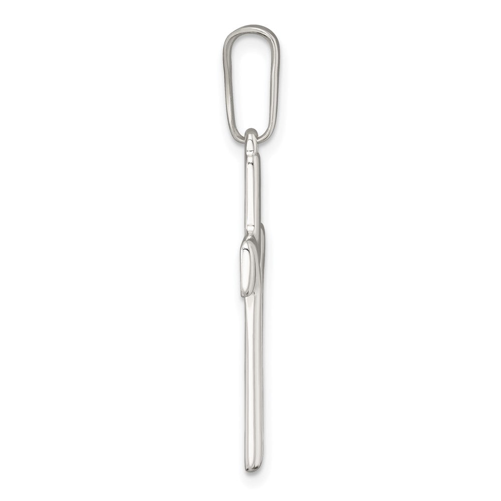 Sterling Silver Polished and Grooved Latin Cross Pendant