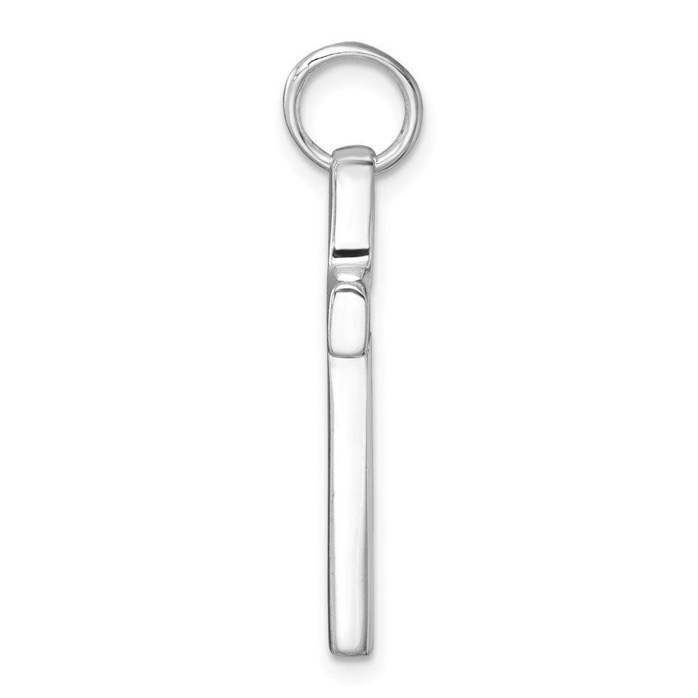 Sterling Silver Rhodium-plated Polished Solid Latin Cross Pendant