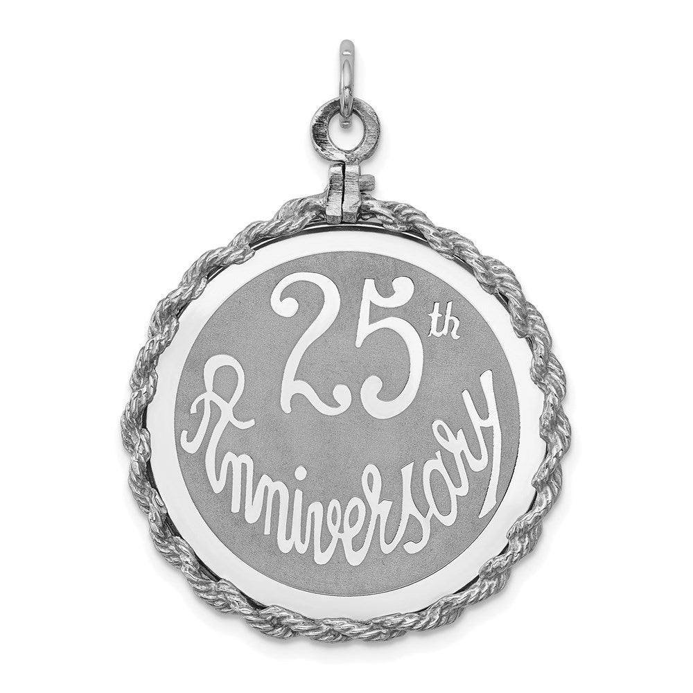 Solid;Die struck;Engravable;Polished back;Sterling silver;Brocaded disc;Laser Etched;Fits up to 3mm
