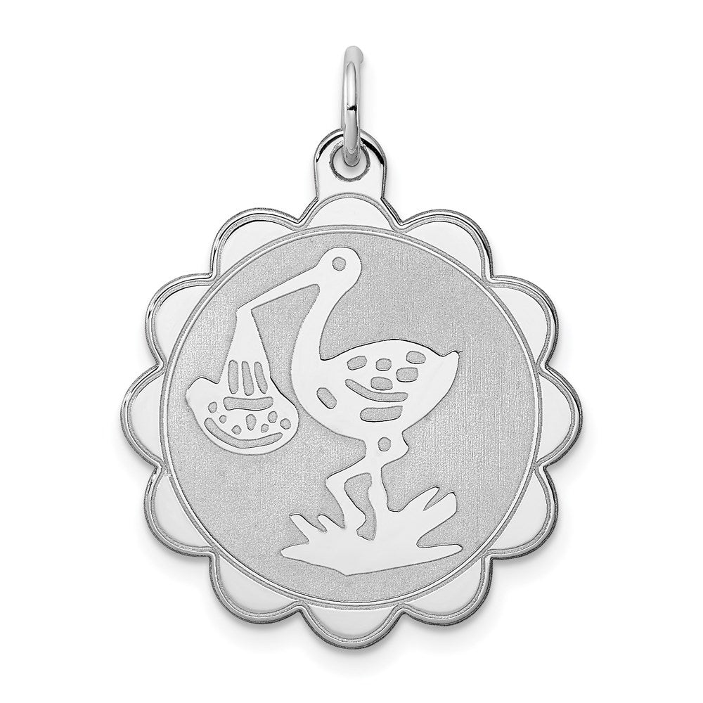 Solid;Polished;Die struck;Engravable;Sterling silver;Brocaded disc