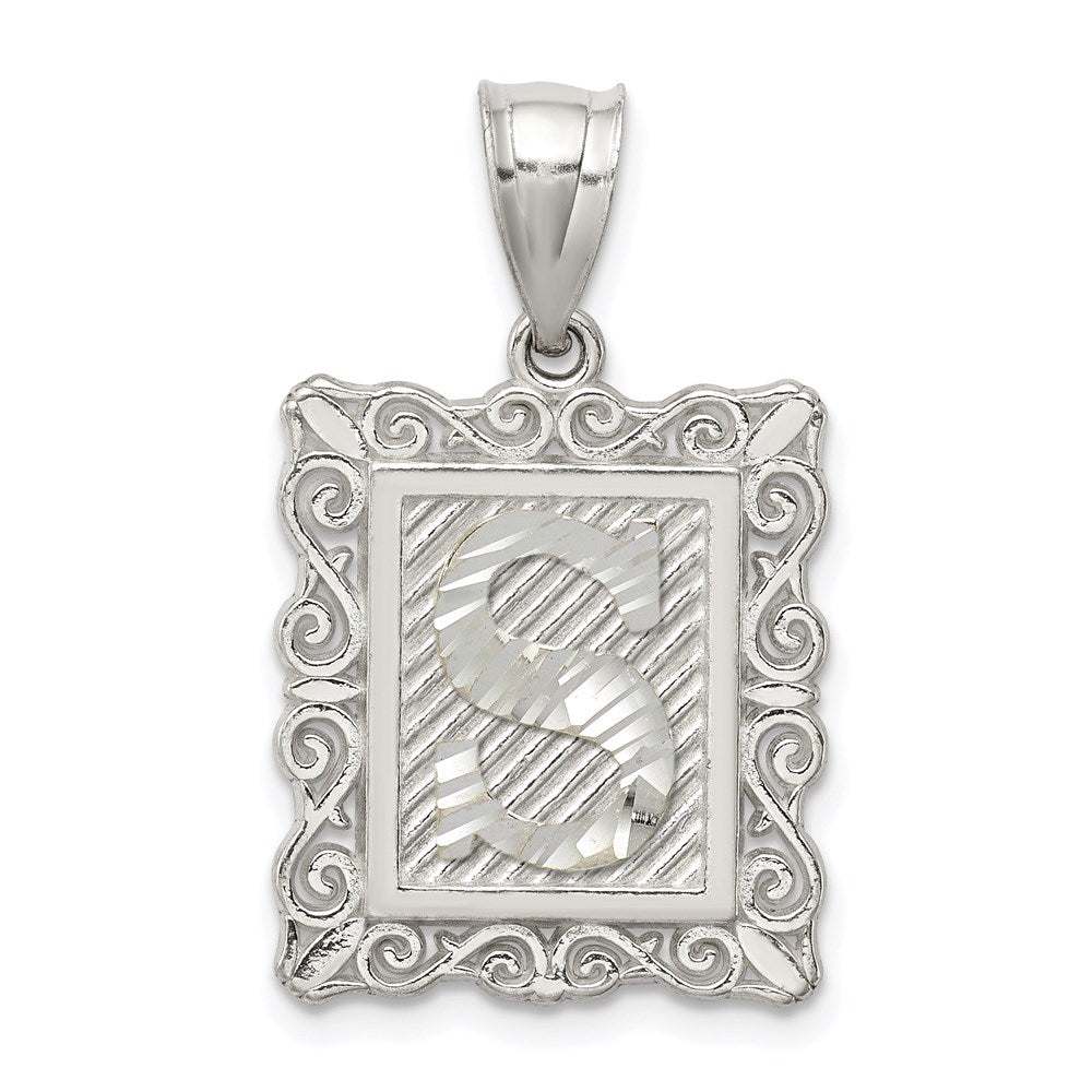 Solid;Casted;Diamond-cut;Polished;Sterling silver;Square;Fits up to 4mm