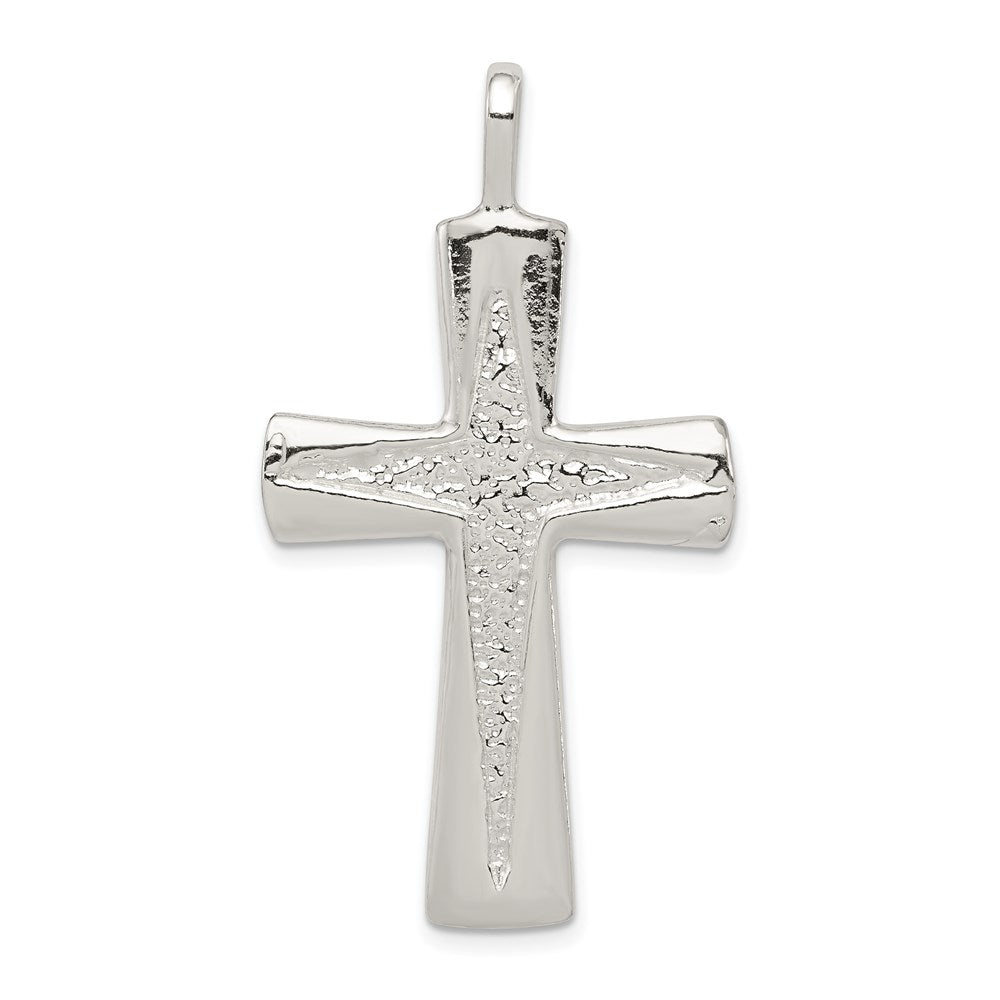 Solid;Casted;Polished;Open back;Sterling silver;Textured;Fits up to 4mm