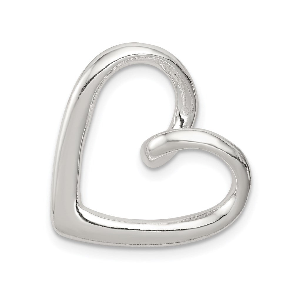 Solid;Casted;Polished;Sterling silver;No bail;Heart;Fits up to 4mm