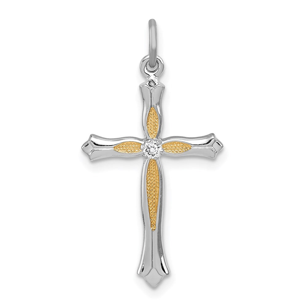 Solid;Casted;Polished;Sterling silver;CZ;Vermeil