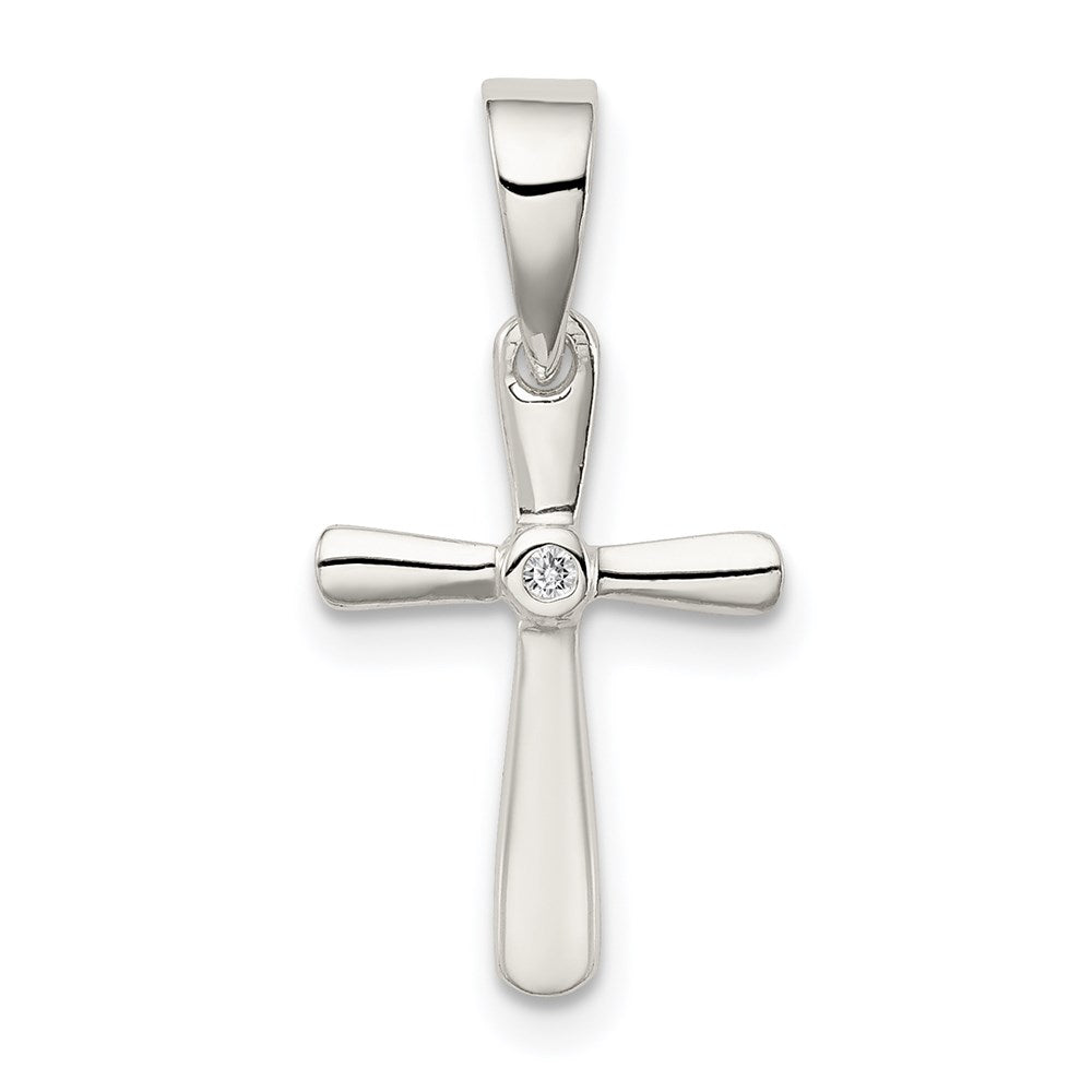 Solid;Casted;Polished;Sterling silver;CZ