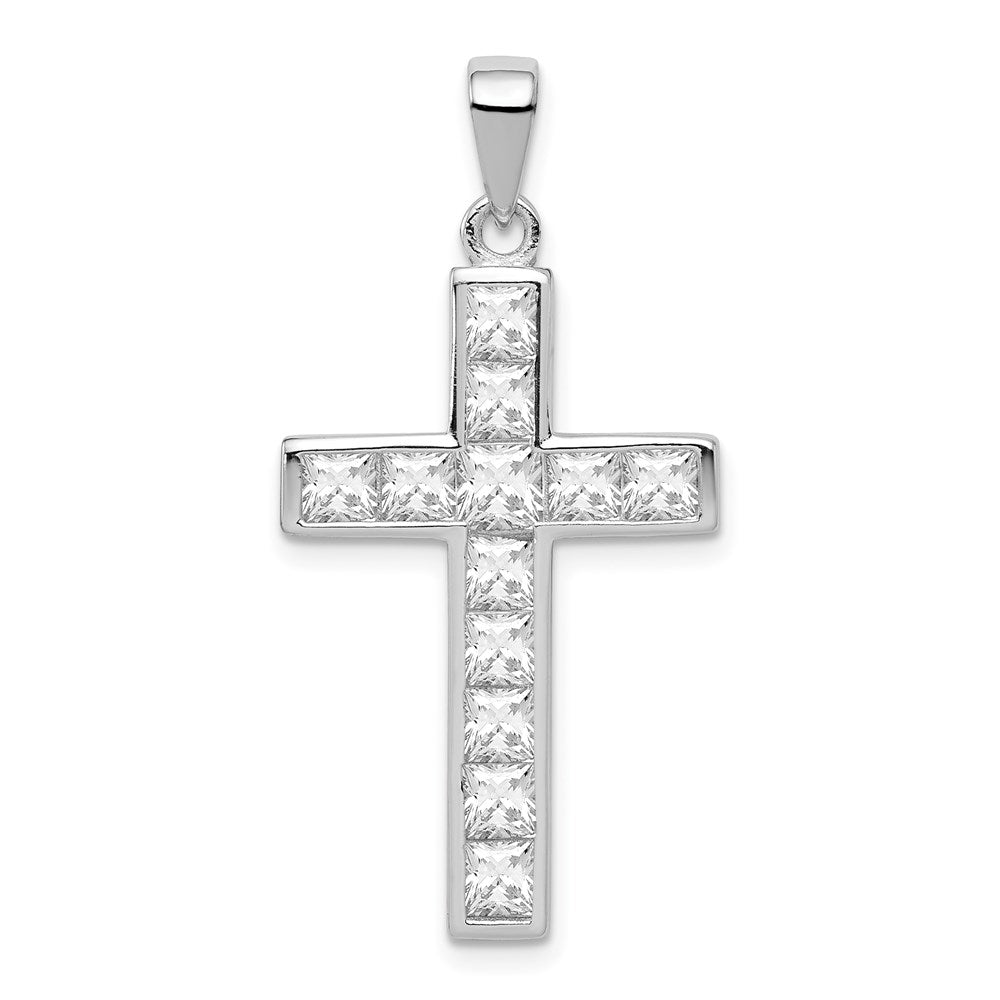 Solid;Polished;Open back;Sterling silver;CZ