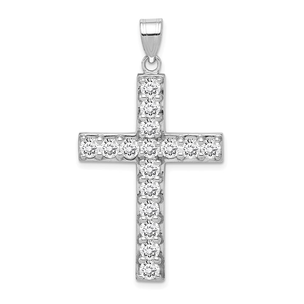 Solid;Casted;Polished;Open back;Sterling silver;CZ