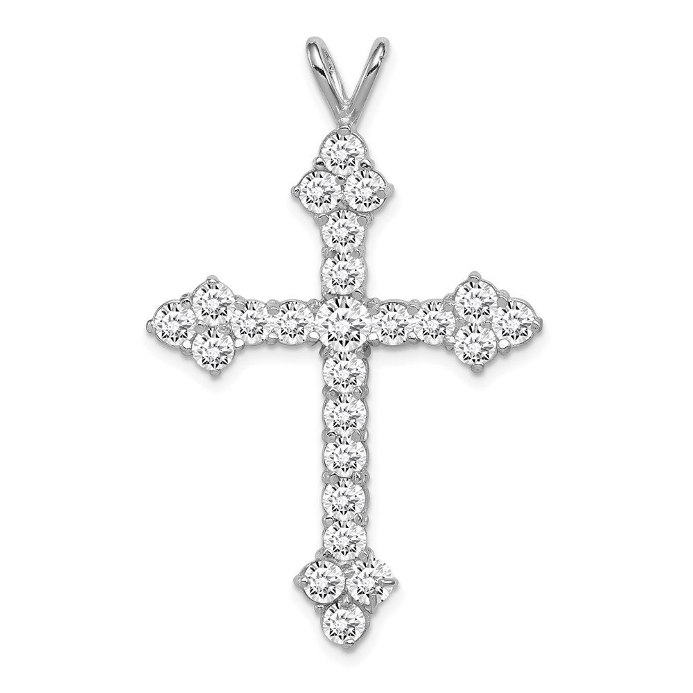 Solid;Casted;Polished;Open back;Sterling silver;CZ