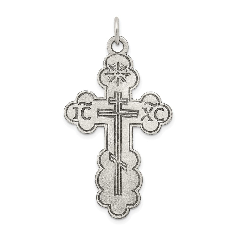 Solid;Satin;Die struck;Flat back;Antique finish;Sterling silver;Engravable (back only)