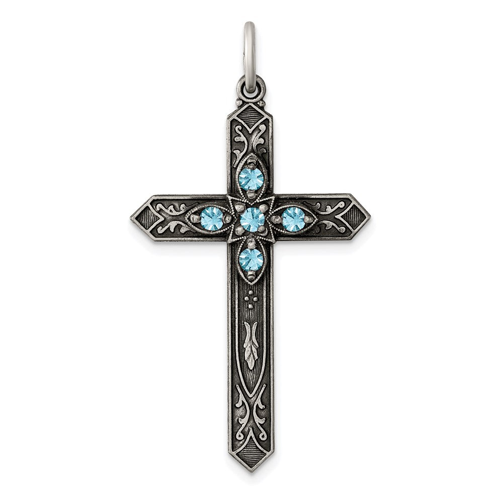 Die struck;Flat back;Antique finish;Sterling silver;Glass