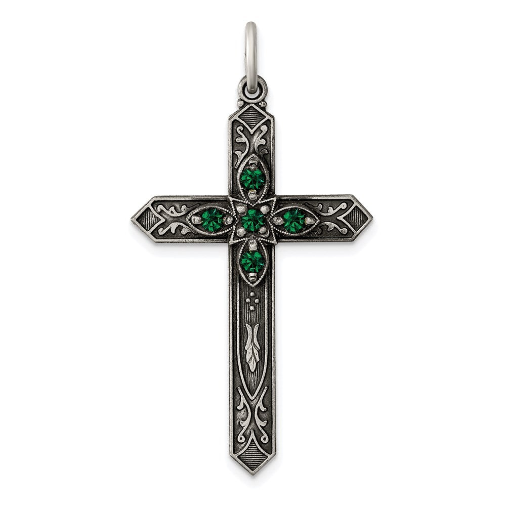 Die struck;Flat back;Antique finish;Sterling silver;Glass