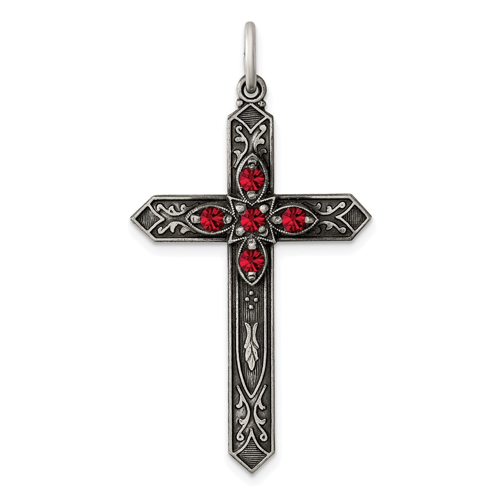 Die struck;Flat back;Antique finish;Sterling silver;Glass