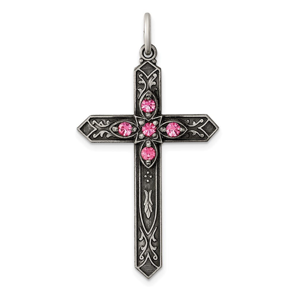 Die struck;Flat back;Antique finish;Sterling silver;Glass