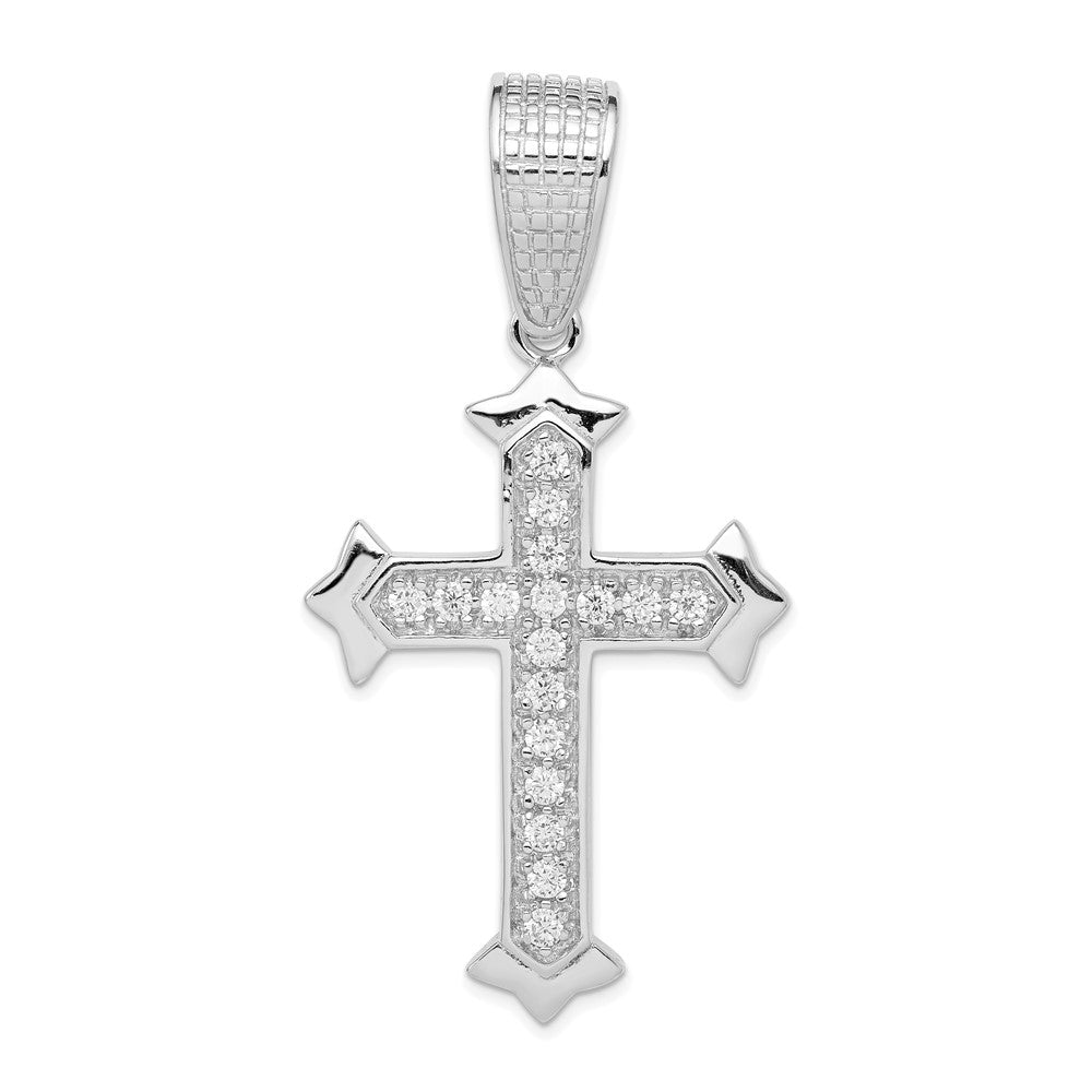Solid;Polished;Sterling silver;CZ