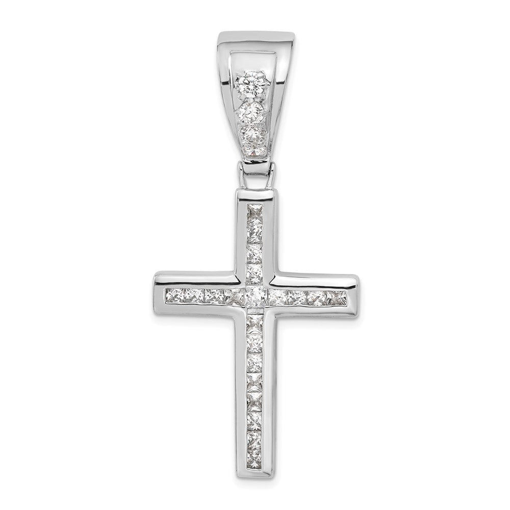 Solid;Polished;Sterling silver;CZ