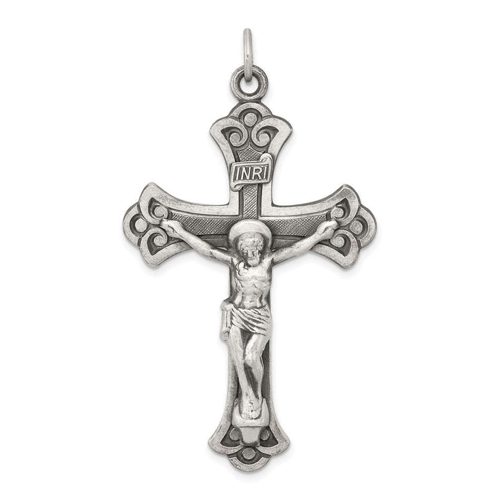 Solid;Satin;Die struck;Antique finish;Sterling silver