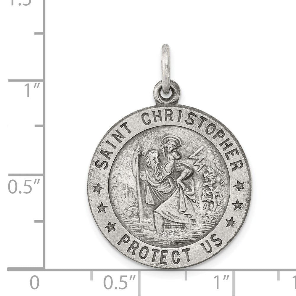 Sterling Silver Antiqued St. Christopher Medal