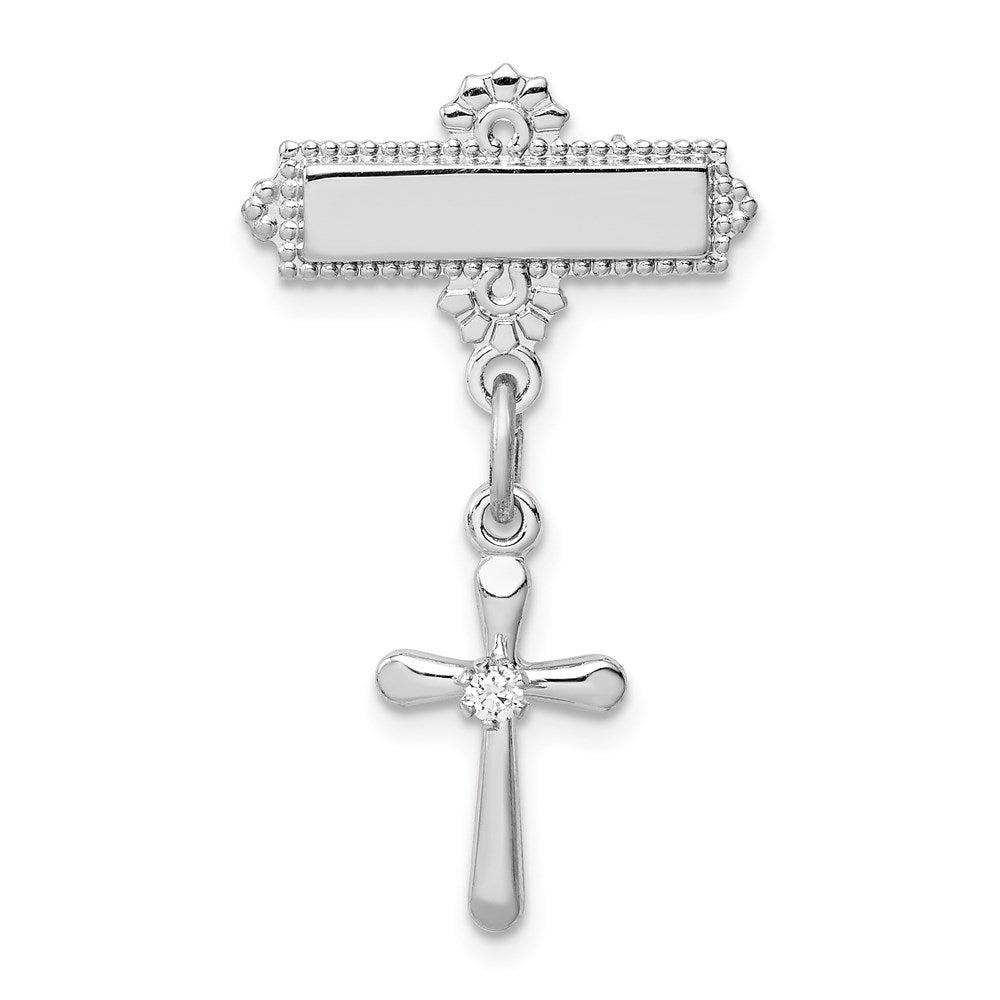 Solid;Polished;Engravable;Sterling silver;CZ;Not engraveable by QG