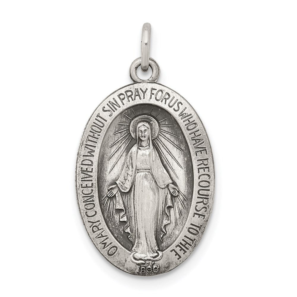 Solid;Polished;Die struck;Antique finish;Sterling silver;Not engraveable