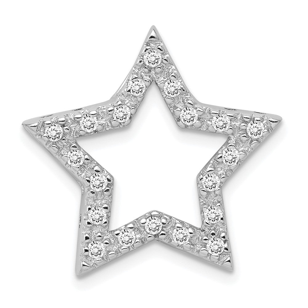 Solid;Polished;Sterling silver;CZ;Chain slide;Hidden bail