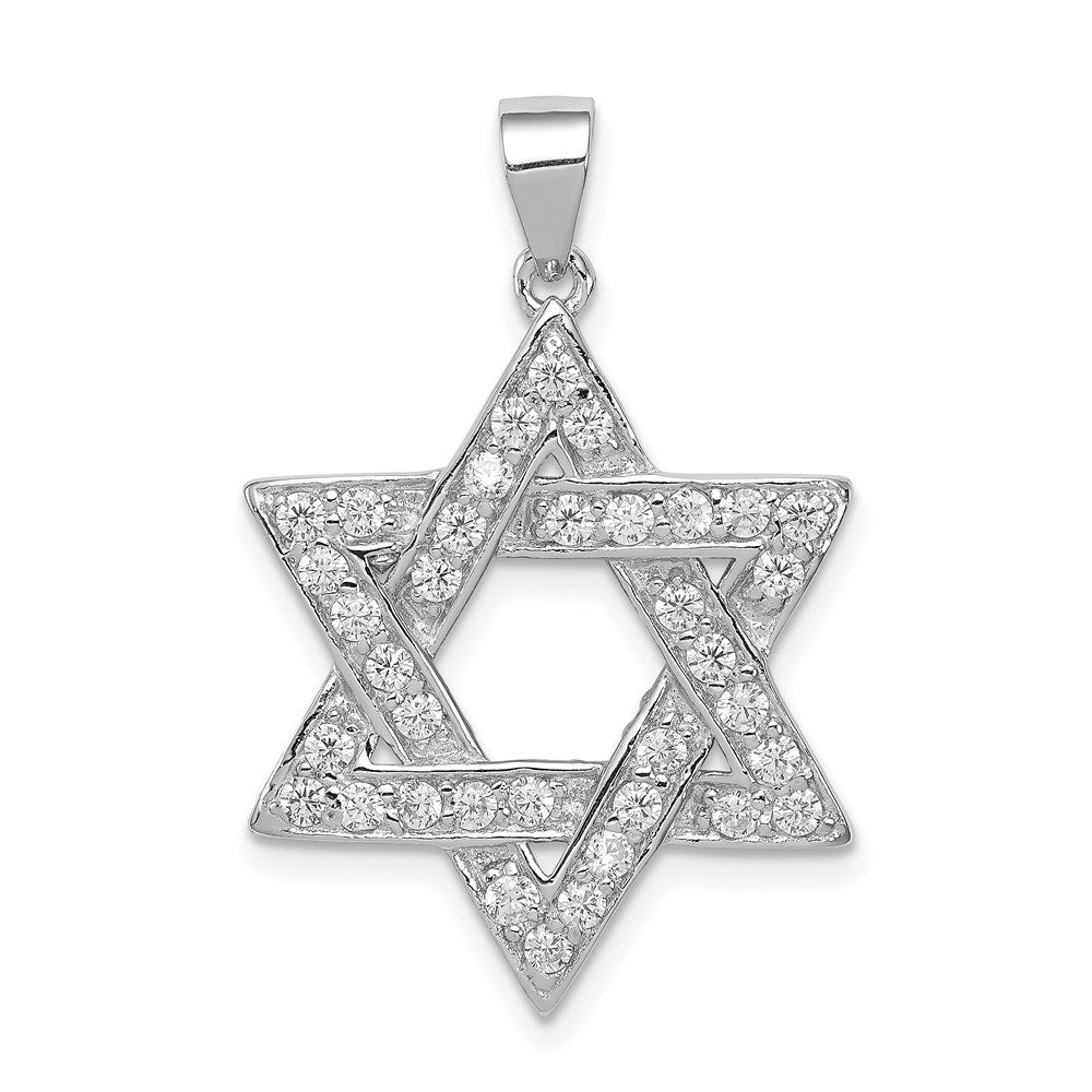 Polished;Open back;Sterling silver;CZ;Rhodium-plated;Fits up to 3mm