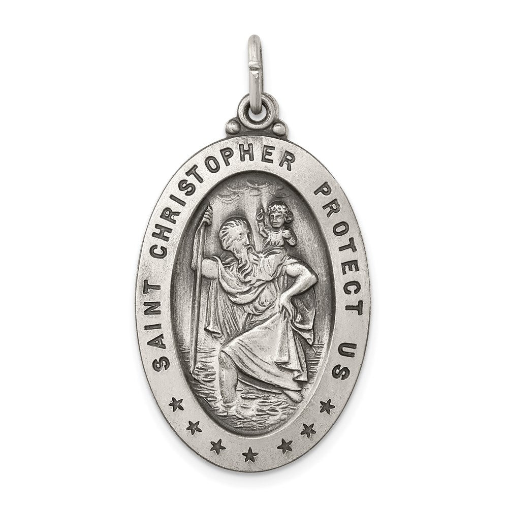 Solid;Satin;Die struck;Antique finish;Sterling silver;Engravable (back only)
