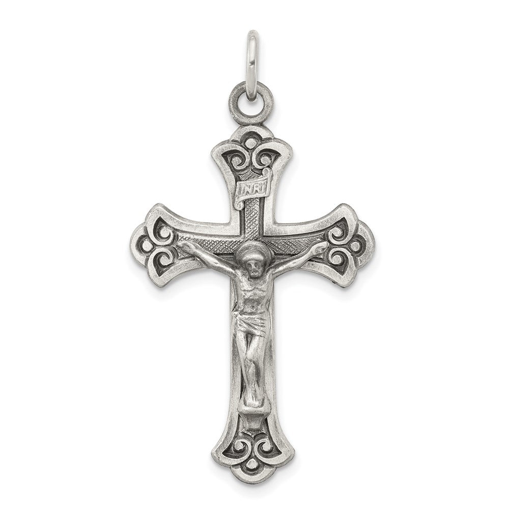 Solid;Satin;Die struck;Antique finish;Sterling silver