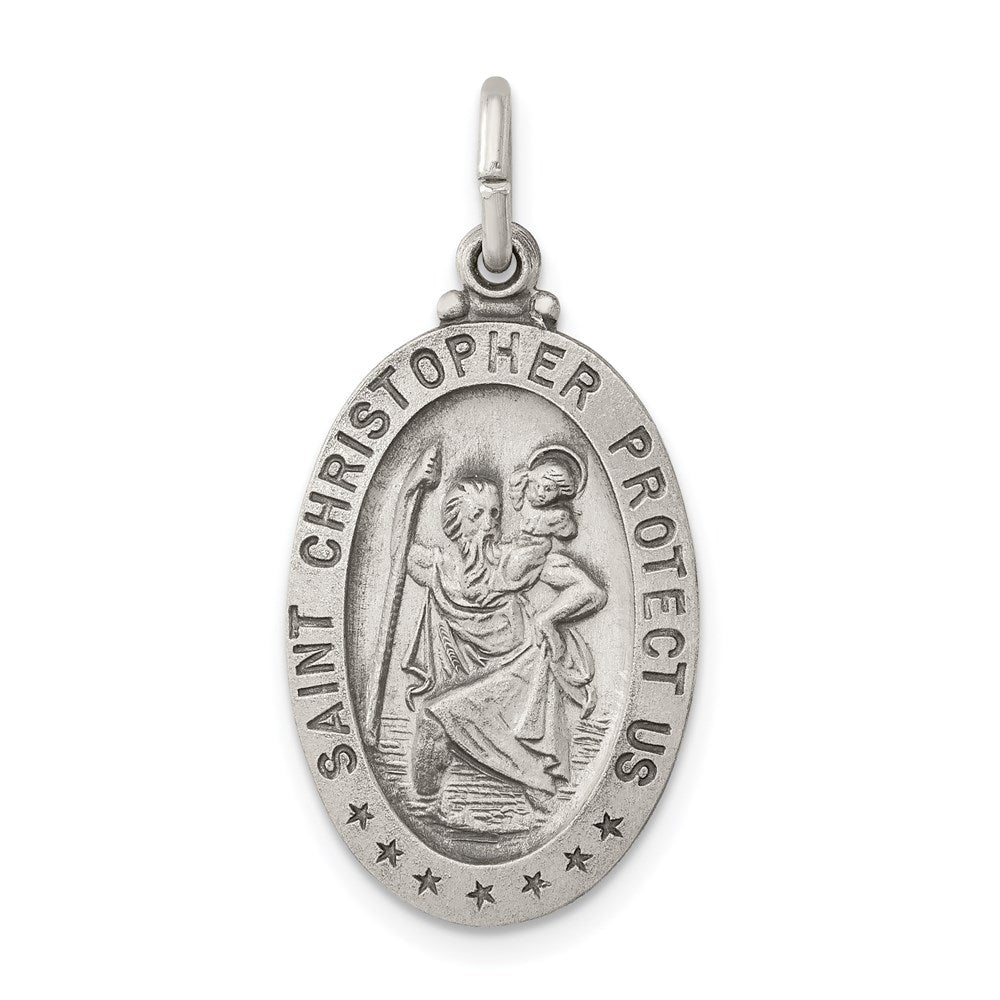 Solid;Satin;Die struck;Antique finish;Sterling silver;Engravable (back only)