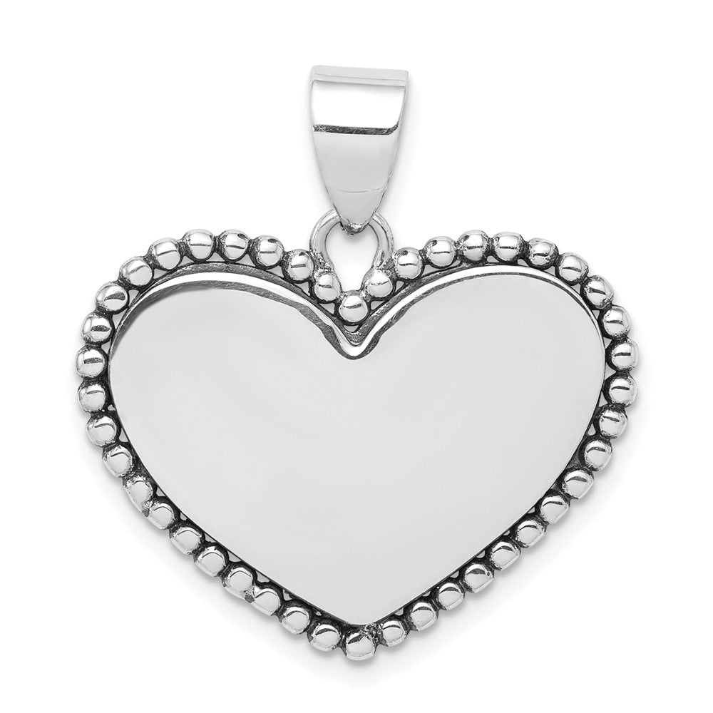 Polished;Engravable;Sterling silver;Heart;Flat;Fits up to 4mm